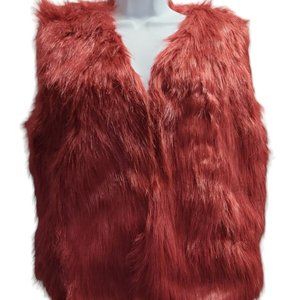 Women's Wine FAUX MONKEY FUR Vest Lined Size XL
